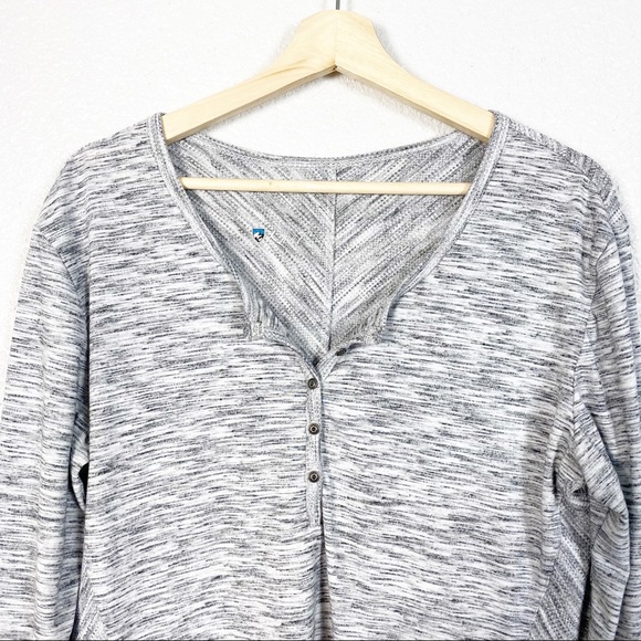 Kuhl Womens Svenna Grey Knit Henley Long Sleeve Top Size Large - Picture 3 of 13